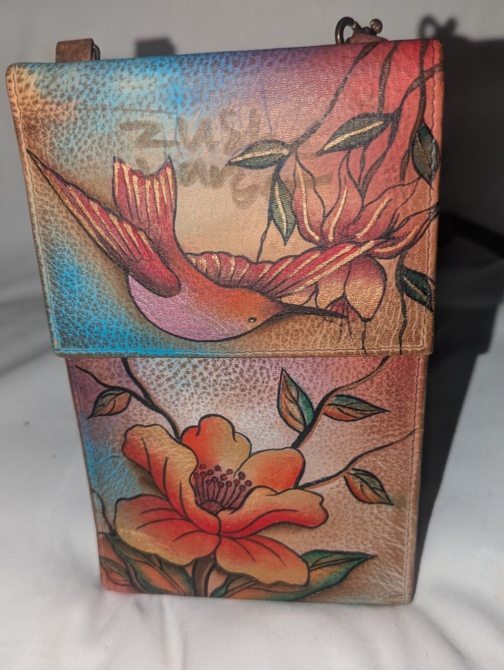 Anuschka Hand-Painted Floral & Bird Leather Crossbody - Multicolor